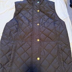 Kim Rogers Black Quilted Vest with Gold Buttons
